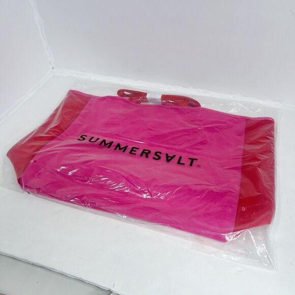 NWT Anthropologie SUMMERSALT Pink and Red Neoprene Summer Beach Tote - Picture 4 of 5